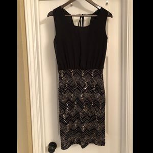 Black with gold sequin dress